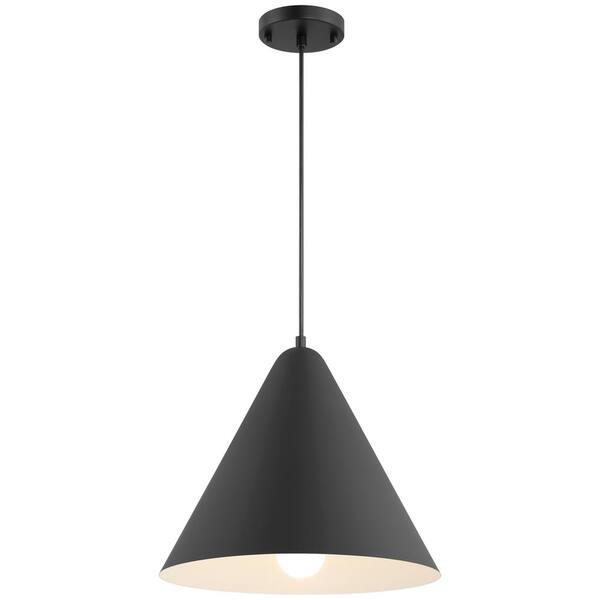 Access Lighting Ford 10 -Watt 1-Light Matte Black Cone Pendant Light with Steel Shade and LED Bulb Included