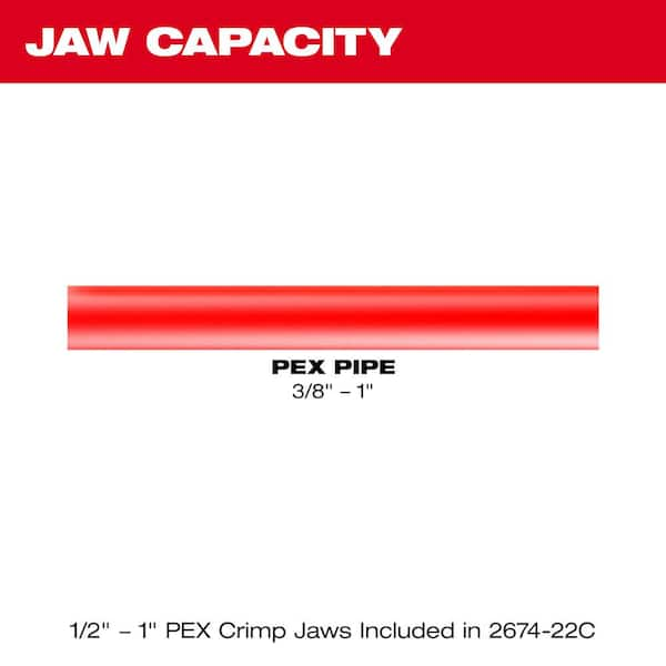 M18 18V Lithium-Ion Cordless Short Throw Press Tool Kit with 3 PEX Crimp Jaws (2) 2.0 Ah Batteries and Charger