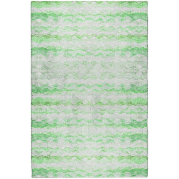 Dream Shag Premium Machine Washable Abstract ADS195 Green 10 ft. x 14 ft. Area Rug