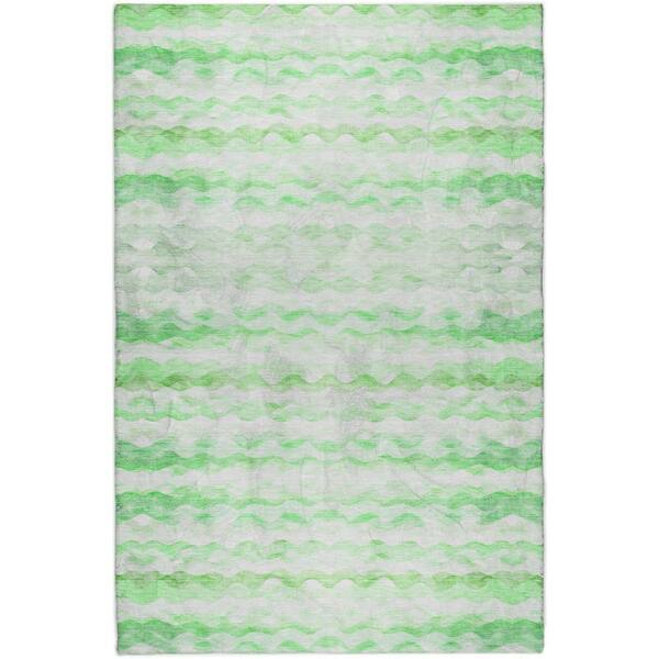 Dream Shag Premium Machine Washable Abstract ADS195 Green 8 ft. x 10 ft. Area Rug