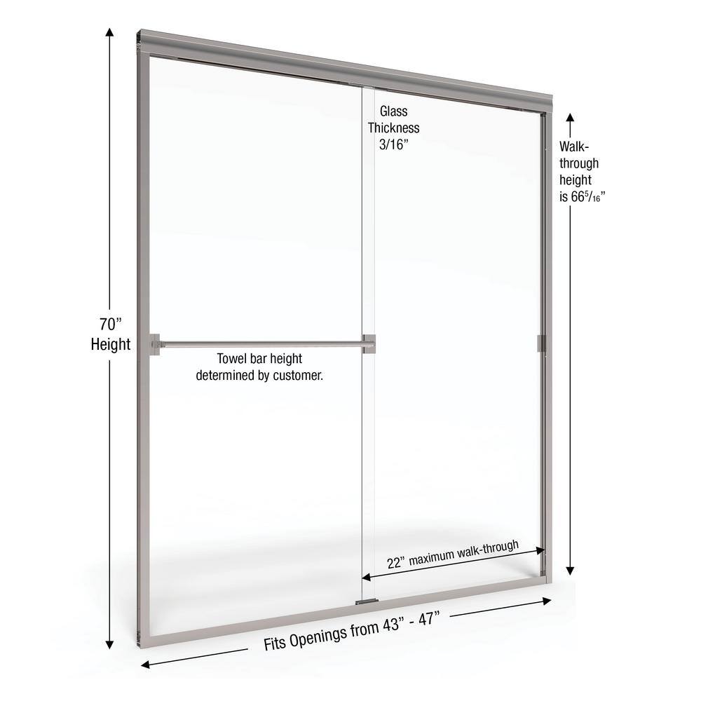 Classic Chrome 70" Semi-Frameless Sliding Shower Door