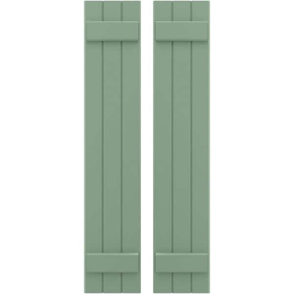 Ekena Millwork 10-1/2 in. W x 41 in. H Americraft 3-Board Exterior Real Wood Joined Board and Batten Shutters in Track Green