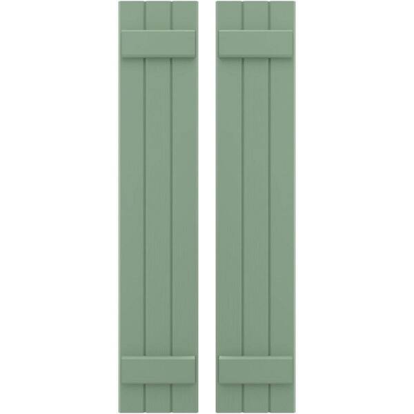 Ekena Millwork 10-1/2-in W x 48-in H Americraft 3 Board Exterior Real Wood Joined Board and Batten Shutters Track Green