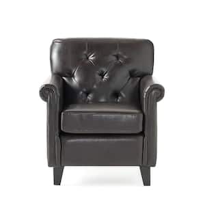Veronica Brown Leather Tufted Club Chair