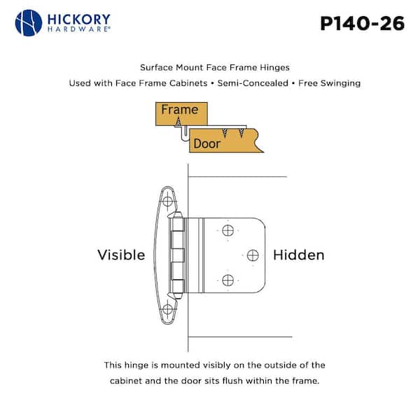 3/8 in. Chrome Inset Surface Face Frame Free Swinging Hinge (2-Pack) 3/8 in. Chrome Inset Surface Face Frame Free Swinging Hinge (2-Pack)