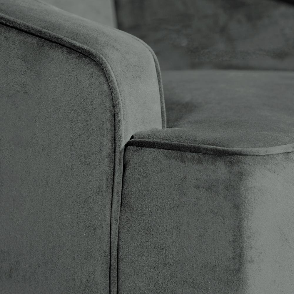 Gray Velvet Swoop Arm Accent Chair with Wood Legs
