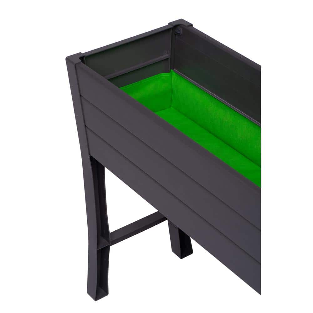 NuVue Dark Gray Polymer Elevated Garden Box with Woodgrain Texture