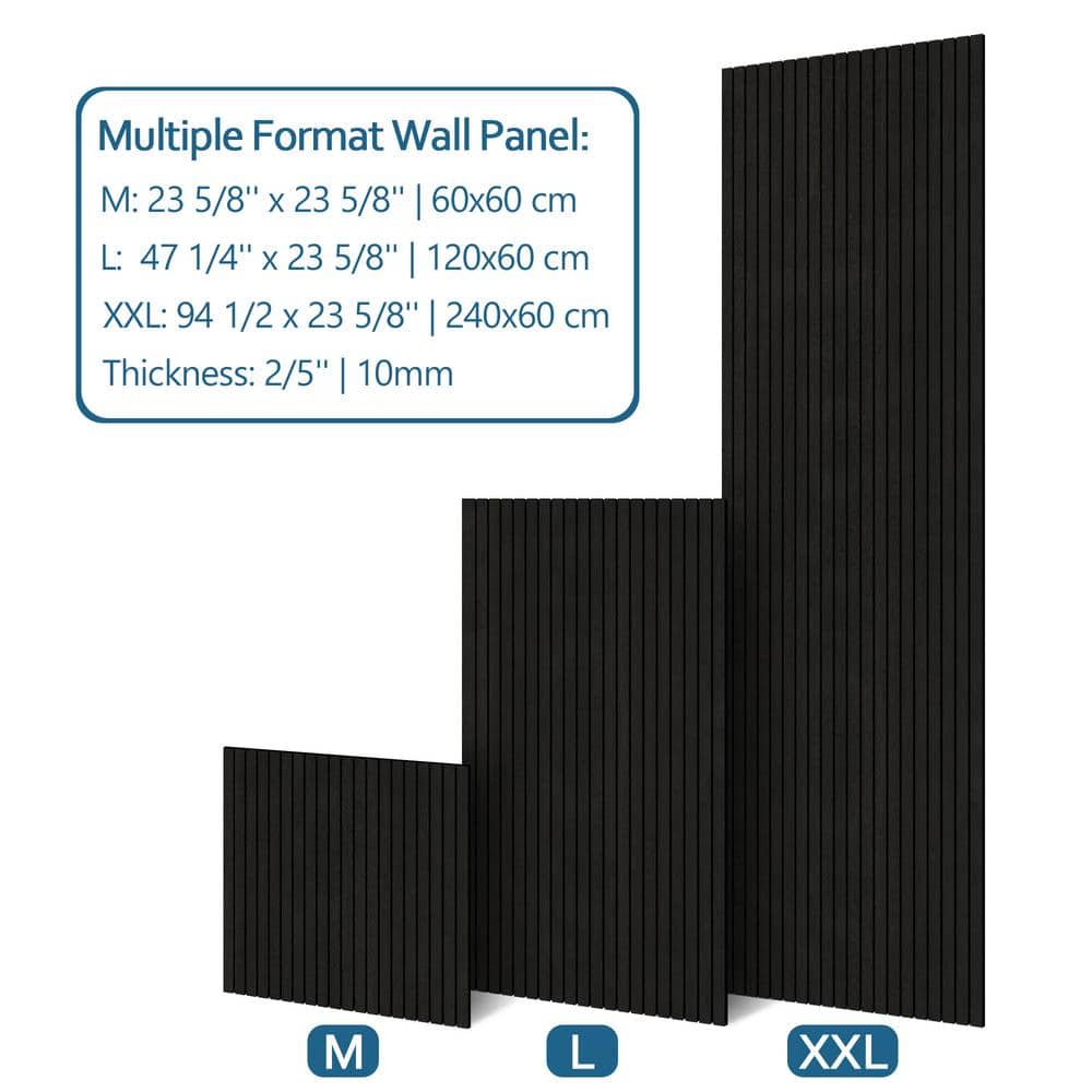 Black Vinyl Shiplap Acoustic Wall Paneling, 8-ft Length