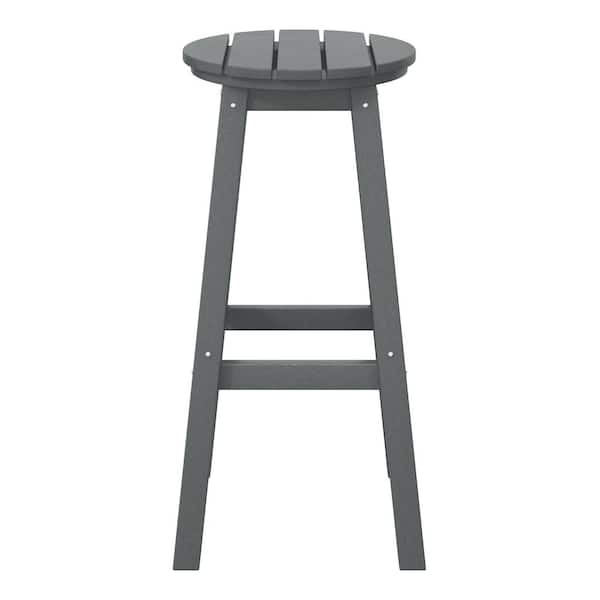 WESTIN OUTDOOR Laguna 29 in. HDPE Plastic All Weather Backless Round Seat Bar Height Outdoor Bar Stool in, Gray