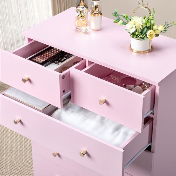 Karl home Pink 6-Drawer 25. 98 in. Wide Chest of Drawers