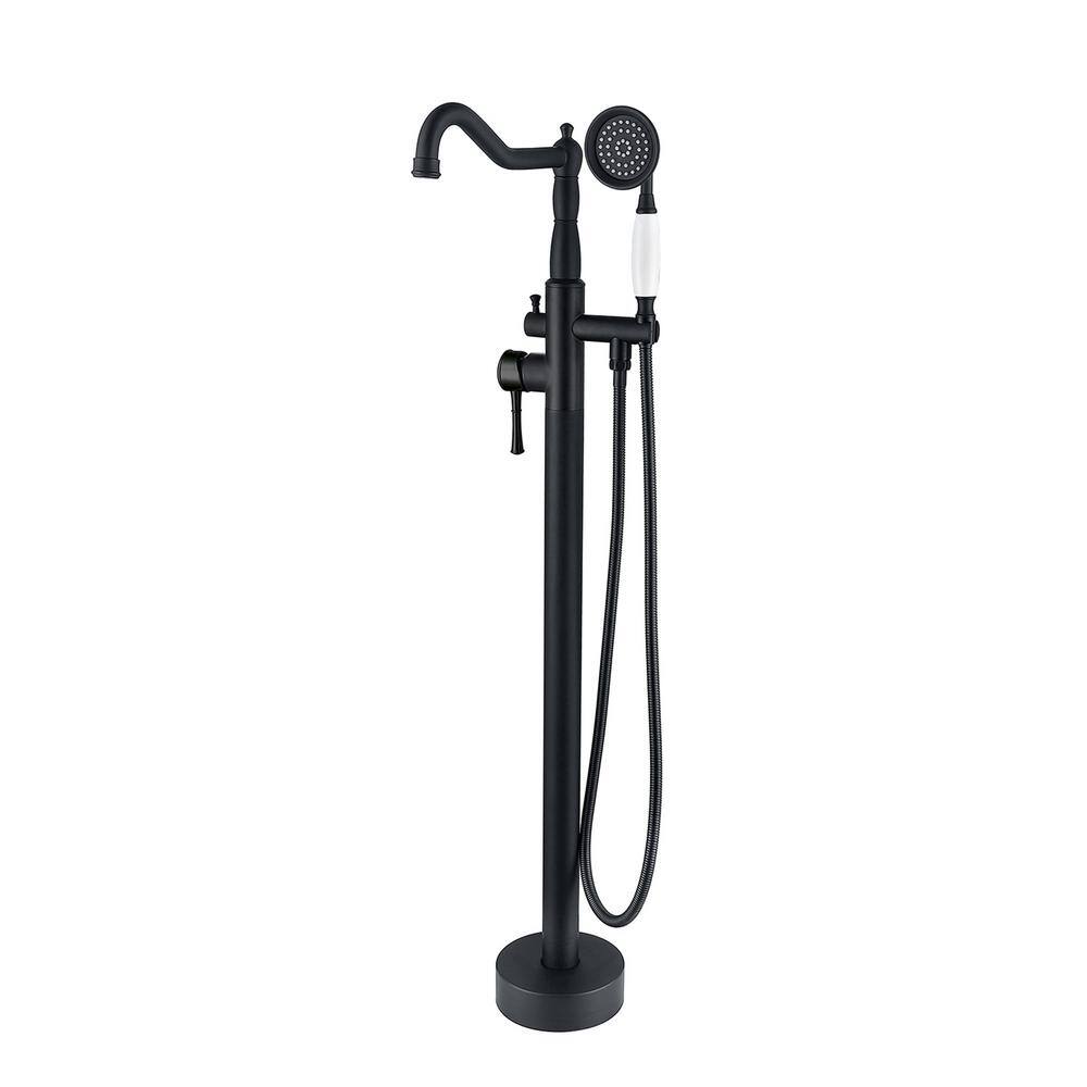 Matte Black Freestanding Bathtub Faucet with Hand Shower
