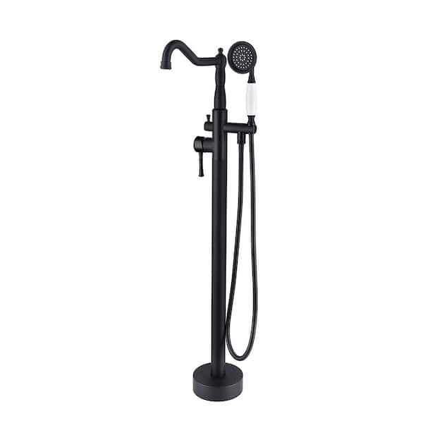 Maincraft Single-Handle Classical Freestanding Bathtub Faucet with Hand Shower in Matte Black