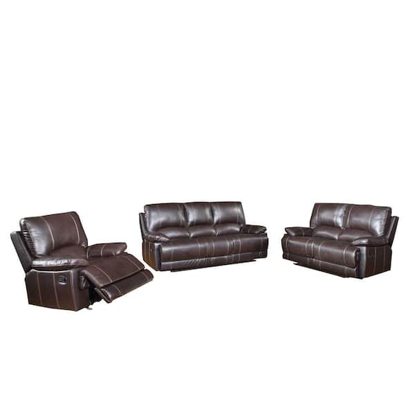 Homeroots Charlie 271 In Brown Faux, Leather Sofa Couch Set