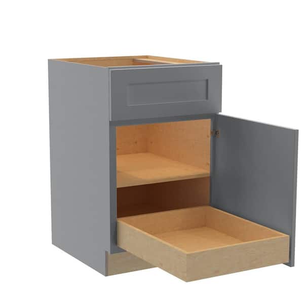 Home Decorators Collection Newport 21 in. W x 24 in. D x 34.5 in. H Assembled Plywood Base Kitchen Cabinet in Pearl Gray with 1ROT Soft Close RH