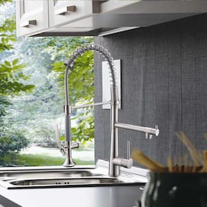 Stainless Steel Faucet Single-Handle Faucet Silver Pull-Down Sprayer Kitchen Faucet