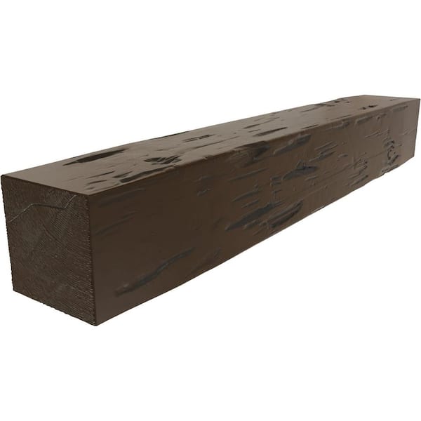 Ekena Millwork 4 ft. x 8 in. x 6 in. Pecky Cypress Faux Wood Fireplace Cap-Shelf Mantel