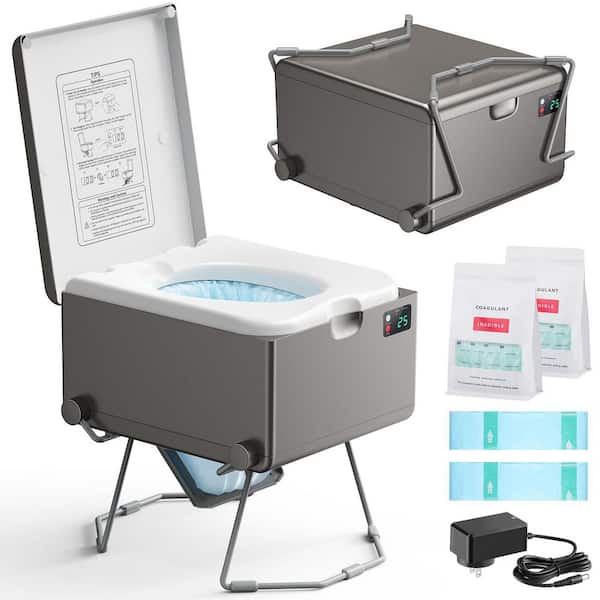 Electric 70-100 Use Waterless Composting Toilet System Portable Odorless Self-Contained for RV Boat White