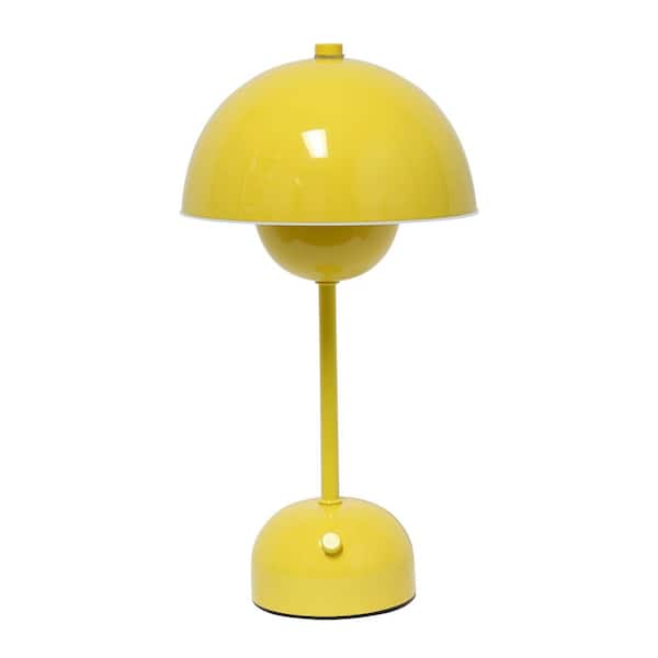 Simple Designs 11.8 in. Portable Mushroom Dimming LED Touch Stick Task and Reading Desk Lamp for Office, Living Room, Bedroom, Yellow
