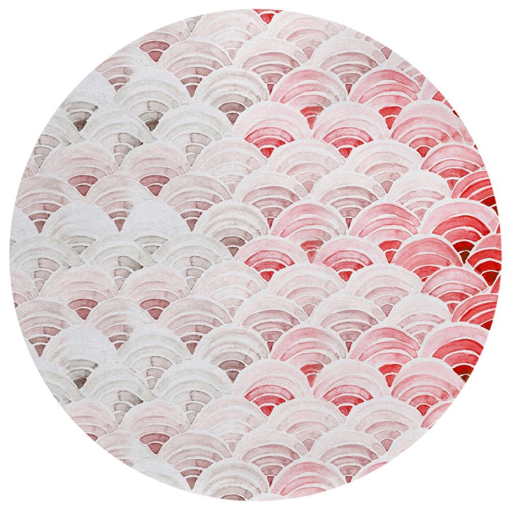 Surfside Red 8 ft. x 8 ft. Geometric Indoor/Outdoor Area Rug
