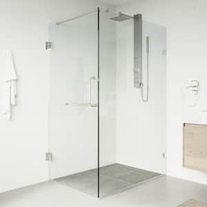 Pacifica 46 in. L x 34 in. W x 73 in. H Frameless Pivot Rectangle Shower Enclosure in Chrome with 3/8 in. Clear Glass