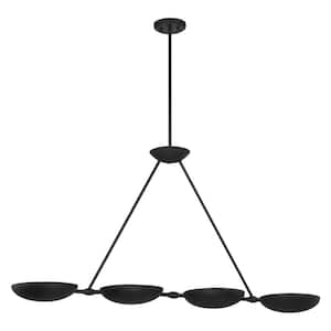 Undertas 4-Light Textured Black Island Chandelier for Dining Room with No Bulbs Included