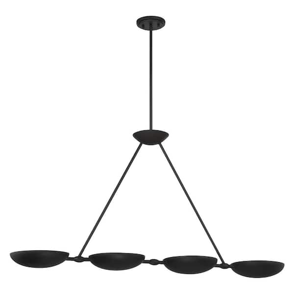 George Kovacs Undertas 4-Light Textured Black Island Chandelier for Dining Room with No Bulbs Included