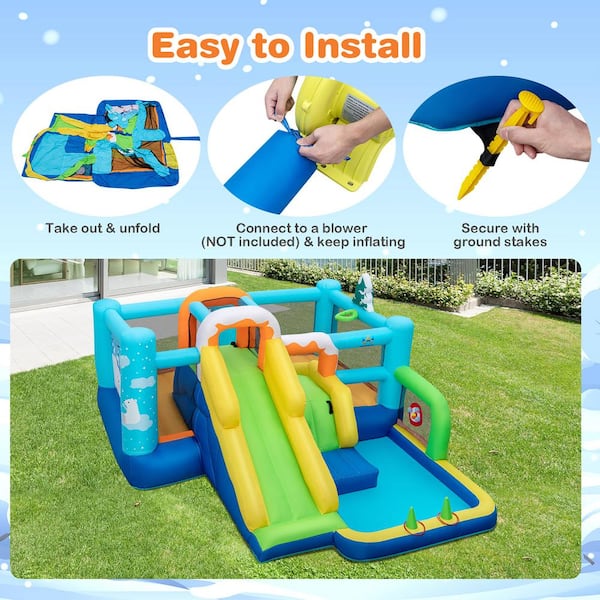 SUNNY & FUN Bounce House, Inflatable Bouncy House for Kids Outdoor with  Blower, Blue SFWTR939 - The Home Depot