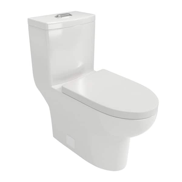 1-piece 1.1/1.6 GPF Dual Flush Elongated Toilet in White Seat Included