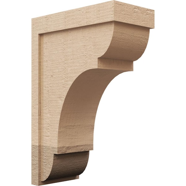 Ekena Millwork 8-in. x 16-in. x 24-in. Series 2 Classic Bryant Rough Cedar Woodgrain Timberthane Polyurethane Corbel, Primed Tan