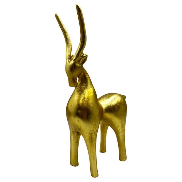 Goat Gold 12 in. x 6 in. x 3 in. Abstract Aluminum Metal Goat Sculpture