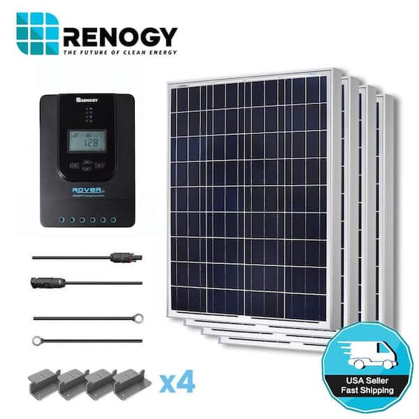 Renogy 400-Watt 12-Volt Polycrystalline Off-Grid Solar Starter Kit for Solar System with MPPT Charge Controller