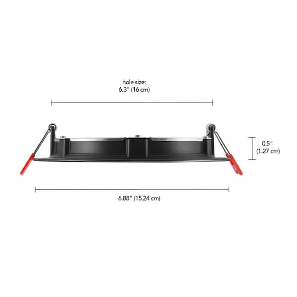 Slim Baffle Integrated LED 6 in Round Adj Color Temp Canless Recessed Light for Kitchen Bath Living rooms, Matte Black