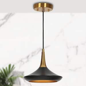 Modern Black and Brass Kitchen Island Pendant Lighting Contemporary 1-Light Bell Dining Living Room Hanging Chandelier