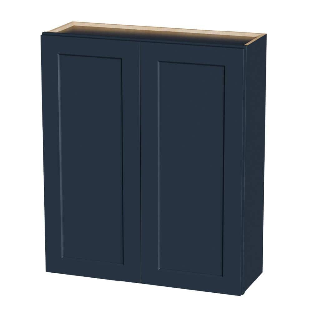 "36""Wx12""Dx42""H Solid Wood Bathroom Wall Cabinet with Doors and Adjustable Shelves, Navy Blue" price history on PriceWatchPro