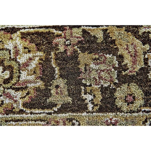8 ft. Round Ivory, Gold, Brown Abstract Area Rug
