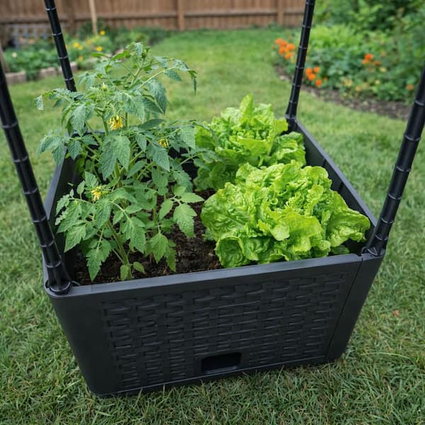Sunneday Planter with Trellis, Vertical Garden Tower, Plastic PT