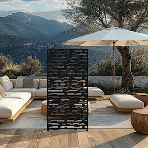 Godfrey 72 in. Galvanized Steel Garden Fence Outdoor Privacy Screen Garden Screen Panels in Black