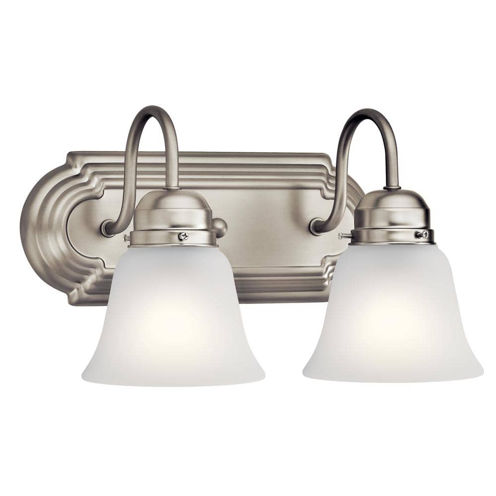 5336NIS-Kichler Lighting-2 Light Bath Vanity Approved for Damp Locations - with Traditional inspirations - 8 inches tall by 12.25 inches wide-Brushed