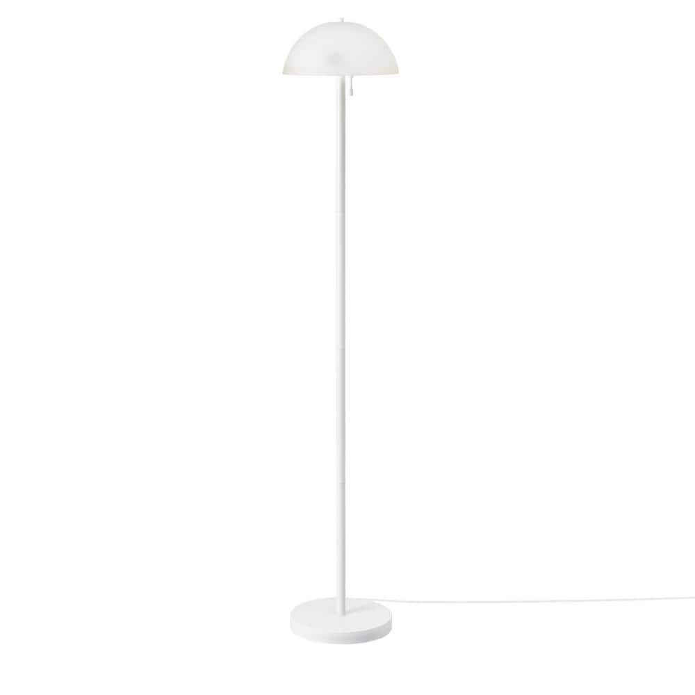 Globe 65 in. Matte White Floor Lamp Dixon Frosted Glass Shade and Vertical Pull-Chain Stepless Dimmer Switch 67526 - The Home Depot