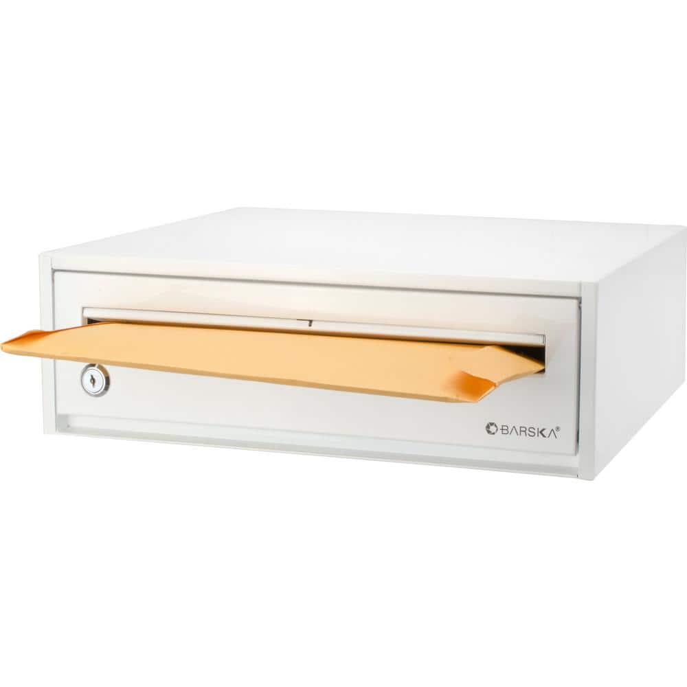 White Steel Key Lock Desktop Drop Box with Backup Keys