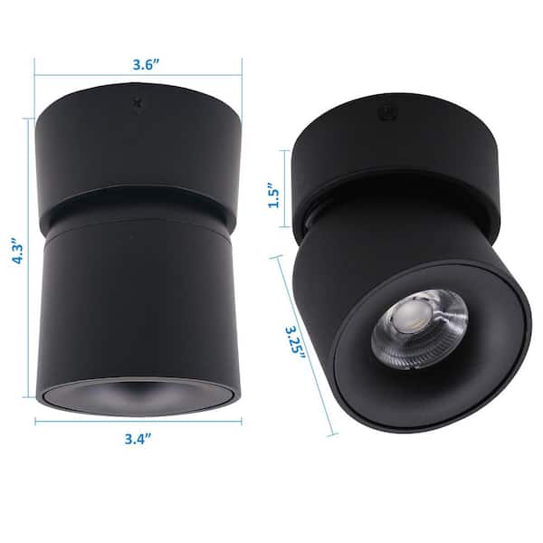 3.4 in. Black LED Ceiling Spotlight Fixture (2-Pack)