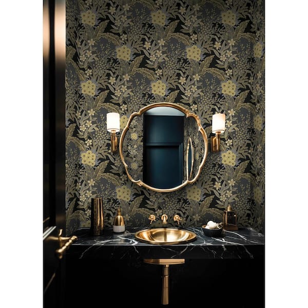 RuJardin Black Vinyl Peel and Stick Wallpaper