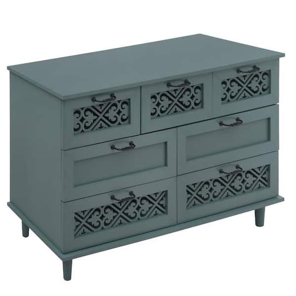 Dark Green 31.5 in. H 7-Drawer Accent Storage Cabinet for Bedroom, Living room