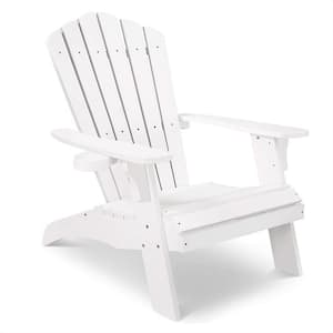 41.5 in. H White Reclining Composite Polystyrene Adirondack Chair with A Cup Holder