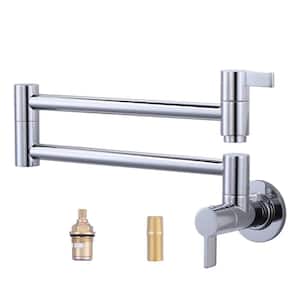 Wall Mounted Pot Filler with 2 Handle in Chome