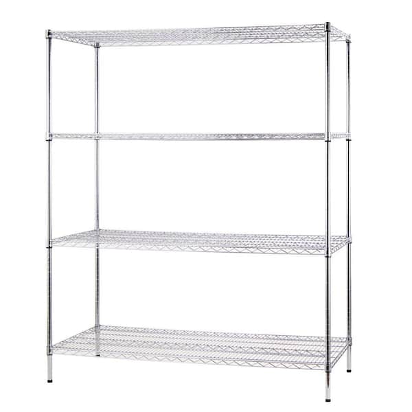 Excel 60 in. W x 72 in. H 24 in. D All Purpose Heavy Duty 4-Tier Wire Shelving, Chrome