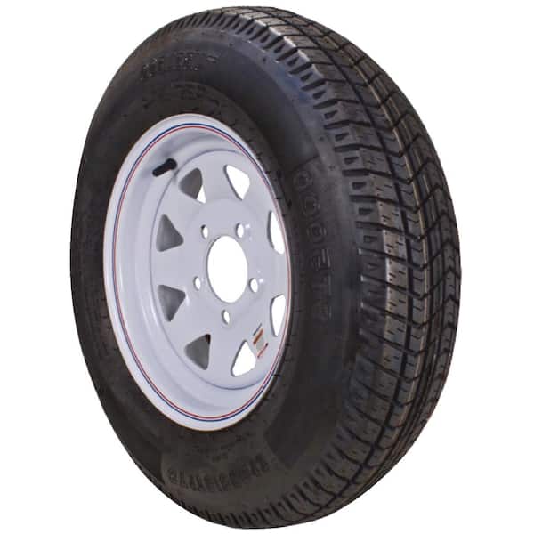 Loadstar ST205/75D-15 K550 BIAS 1820 lb. Load Capacity White with Stripe 15 in. Bias Tire and Wheel Assembly