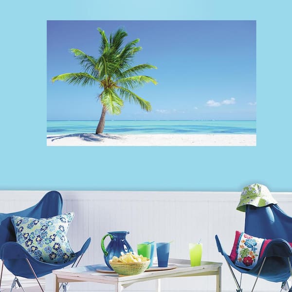RoomMates 60 in. W x 36 in. H Palm Tree 2- Piece Peel and Stick Wall Decal Mural