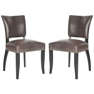 Desa Brown/Black Leather Side Chair (Set of 2)