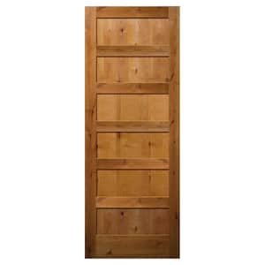 32 in. x 96 in. 6-Panel Shaker Solid Core Unfinished Knotty Alder Wood Interior Door Slab